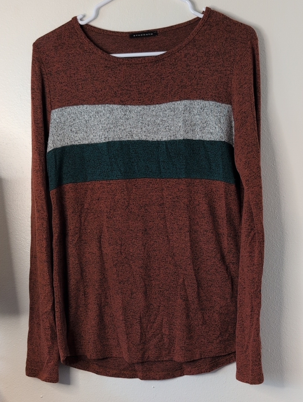 Staccato Rust Marled Knit Long Sleeve Top
